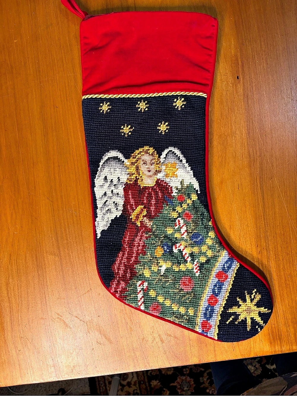 Embroidered Angel Christmas Stocking